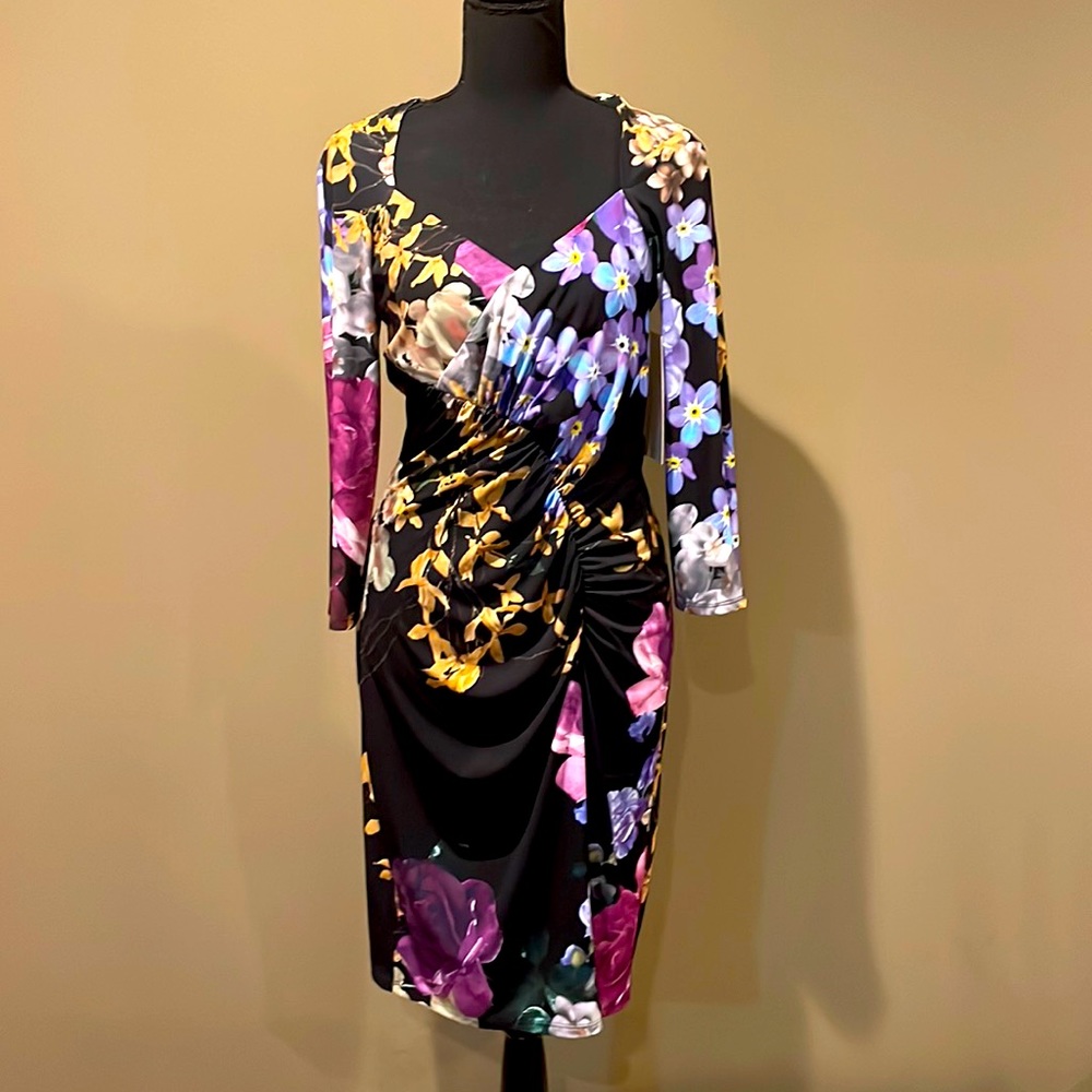 Boston Proper Black Floral Slip On Dress
